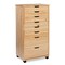 Contemporary Home Living 40” Natural Brown Rolling Storage Cabinet with 8 Drawer